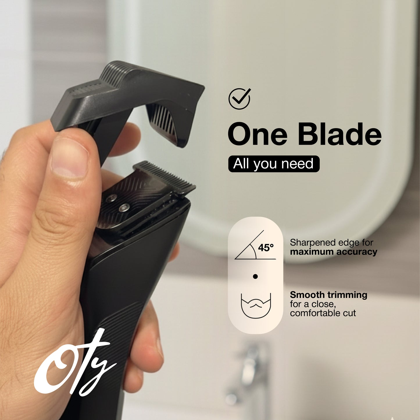 Oty Beard Trimmer for Men Adjustable - Waterproof Cordless Hair Clippers with 20-Length Dial, Stainless Steel Blades, LED Display & Travel Lock - Rechargeable - Ideal Gift for Men