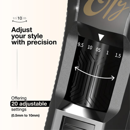 Oty Beard Trimmer for Men Adjustable - Waterproof Cordless Hair Clippers with 20-Length Dial, Stainless Steel Blades, LED Display & Travel Lock - Rechargeable - Ideal Gift for Men