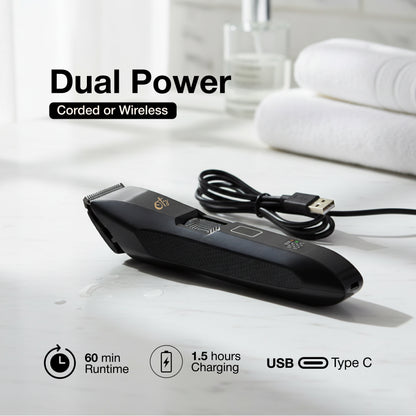 Oty Beard Trimmer for Men Adjustable - Waterproof Cordless Hair Clippers with 20-Length Dial, Stainless Steel Blades, LED Display & Travel Lock - Rechargeable - Ideal Gift for Men