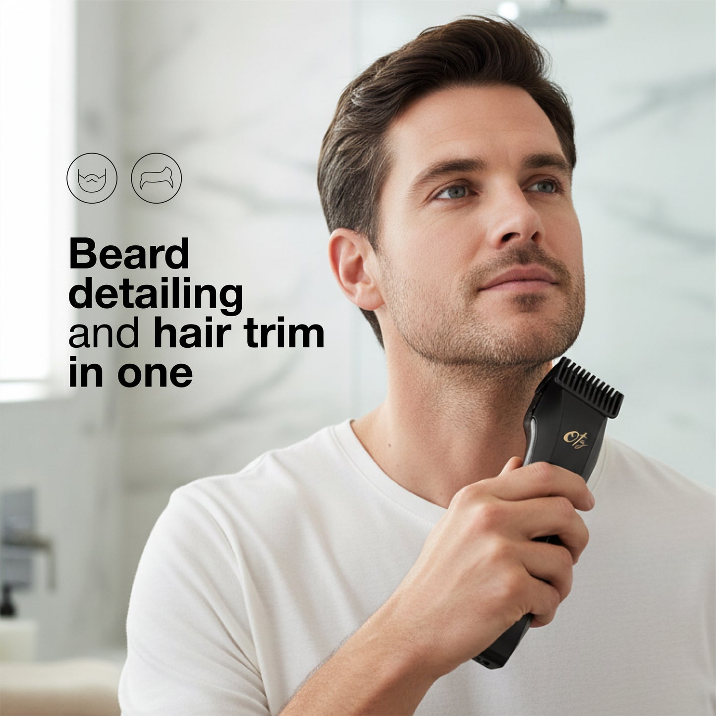 Oty Beard Trimmer for Men Adjustable - Waterproof Cordless Hair Clippers with 20-Length Dial, Stainless Steel Blades, LED Display & Travel Lock - Rechargeable - Ideal Gift for Men