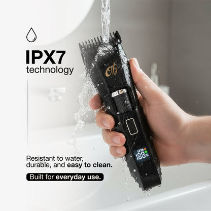 Oty Beard Trimmer for Men Adjustable - Waterproof Cordless Hair Clippers with 20-Length Dial, Stainless Steel Blades, LED Display & Travel Lock - Rechargeable - Ideal Gift for Men