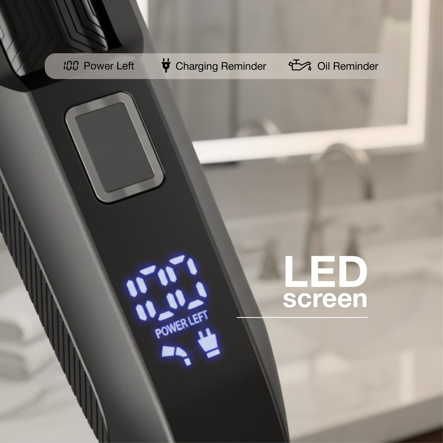 Oty Beard Trimmer for Men Adjustable - Waterproof Cordless Hair Clippers with 20-Length Dial, Stainless Steel Blades, LED Display & Travel Lock - Rechargeable - Ideal Gift for Men