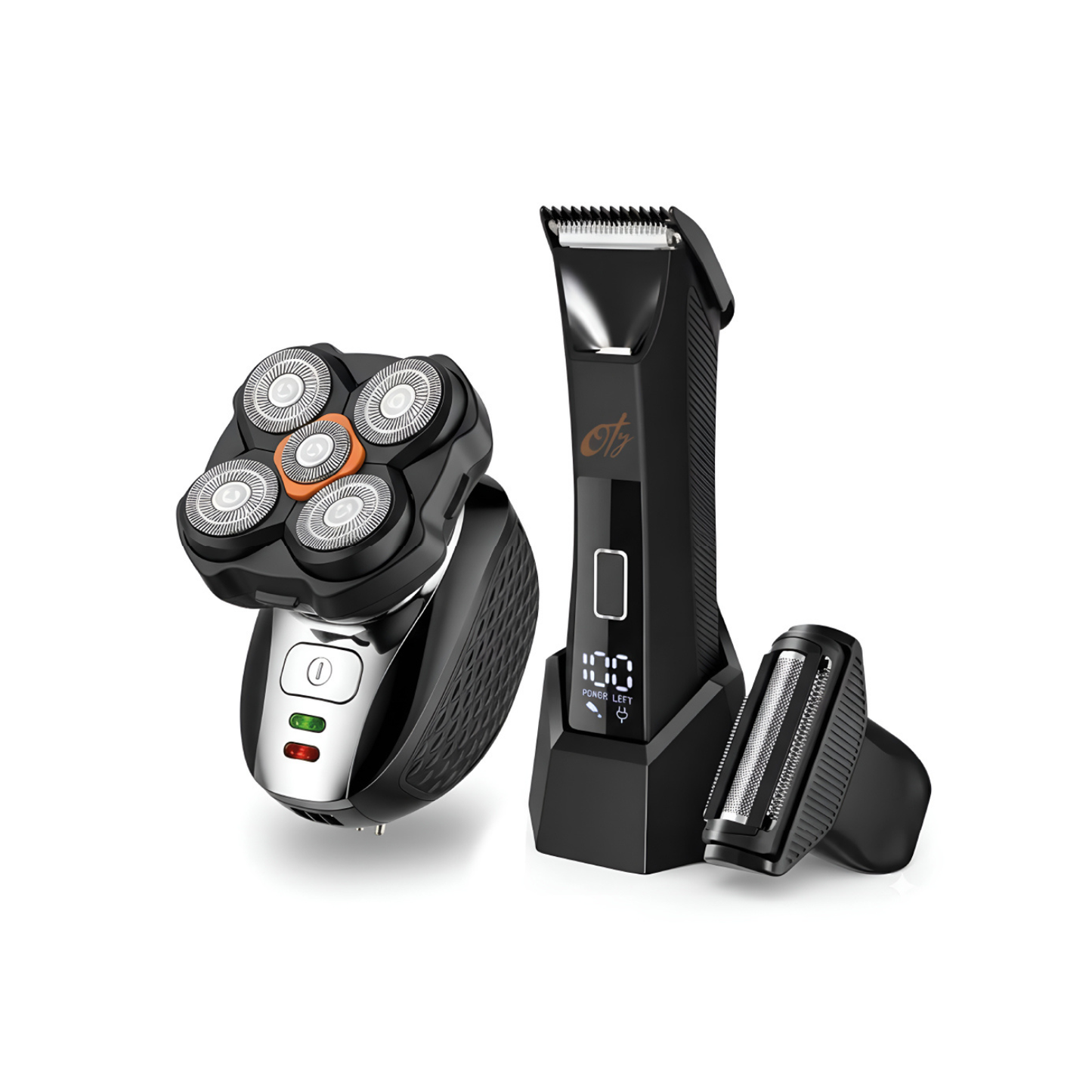 OTY Kit Get It All – Head Shaver & Body Trimmer for Men | Bald Groomer + Special Intimate Trimmer, Waterproof Cordless 8-in-1 Complete Grooming Kit