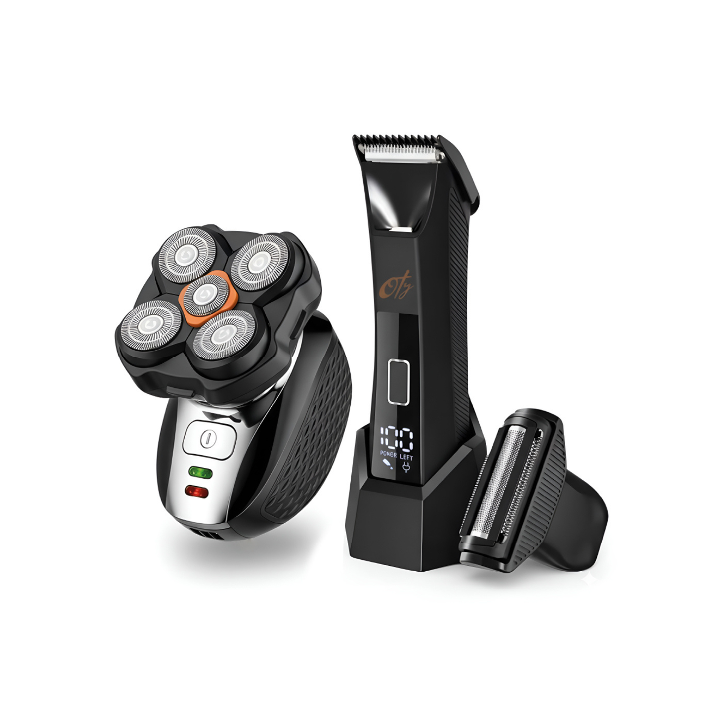 OTY Kit Get It All – Head Shaver & Body Trimmer for Men | Bald Groomer + Special Intimate Trimmer, Waterproof Cordless 8-in-1 Complete Grooming Kit